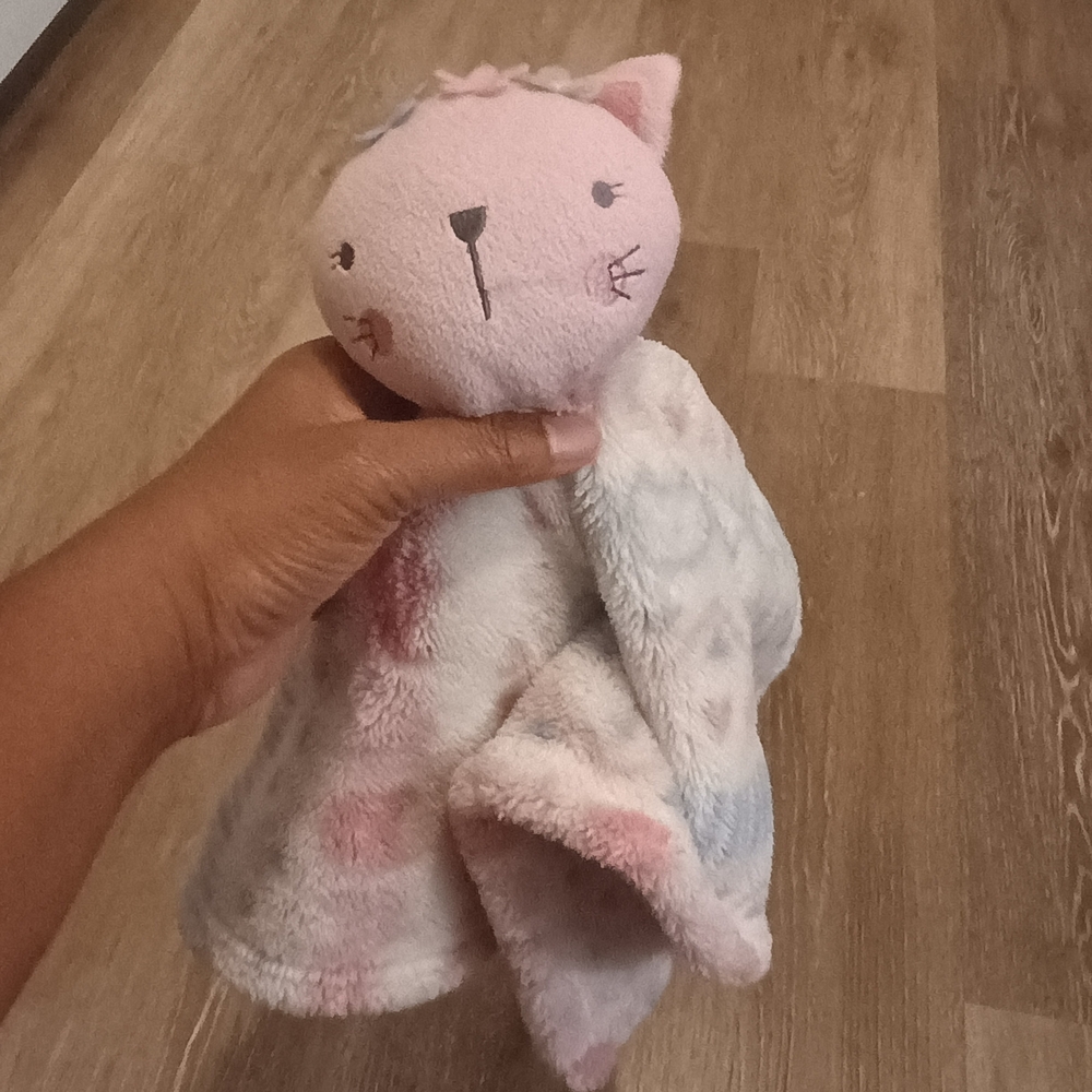 Baby Gear Kitty Cat Plush Shapes Pink White Security Blanket Lovey 16"ร16" - Picture 8 of 10